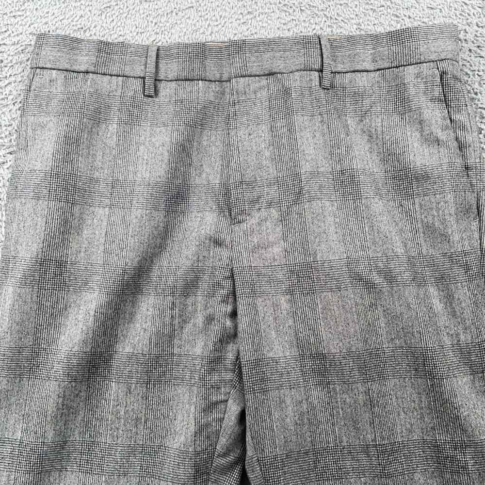 Banana Republic Pants Mens 34x30 Gray Plaid Wool Tapered Vitale Barberis Flannel
